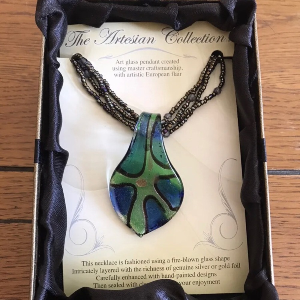 The Artesian Collection Artesian Glass handcrafted Beaded Necklace with …
